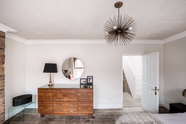 Contemporary Clayworks bedroom in Hackney renovation